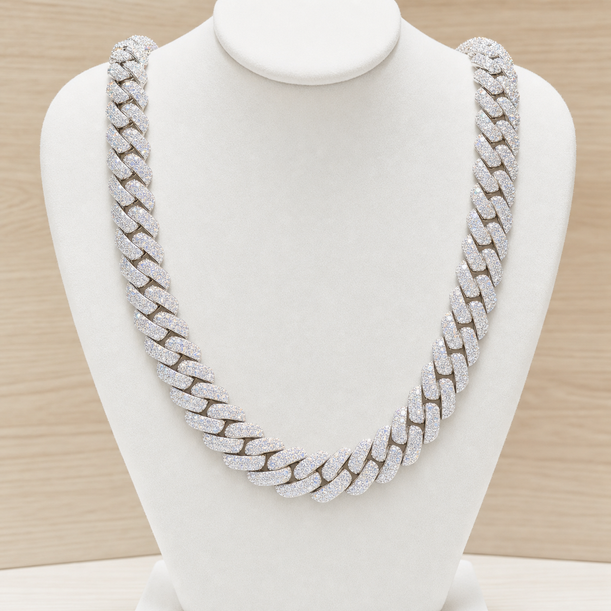VVS1 Moissanite Cuban Link Chain - Silver