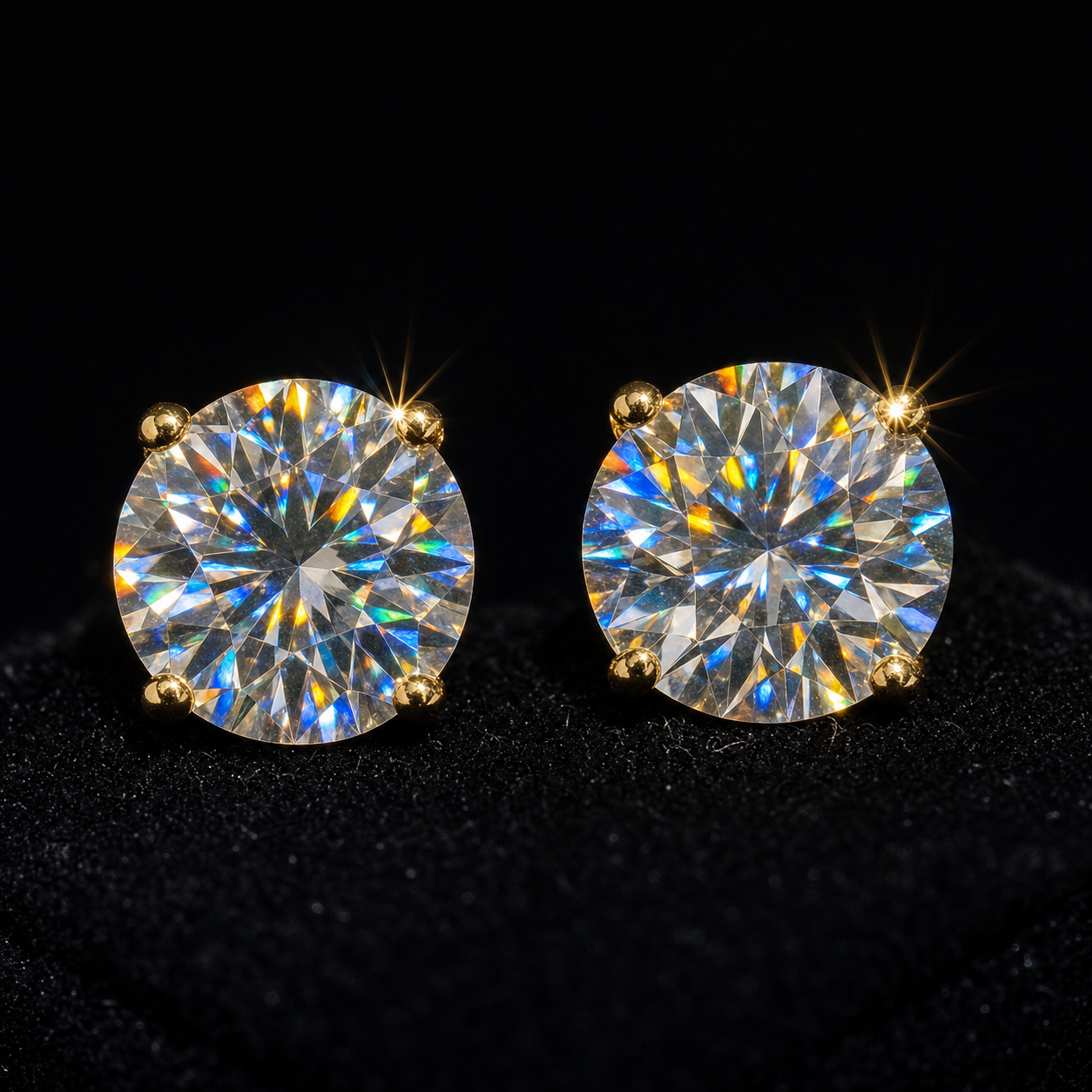 VVS1 Moissanite Screw-Back Studs 8mm - Gold
