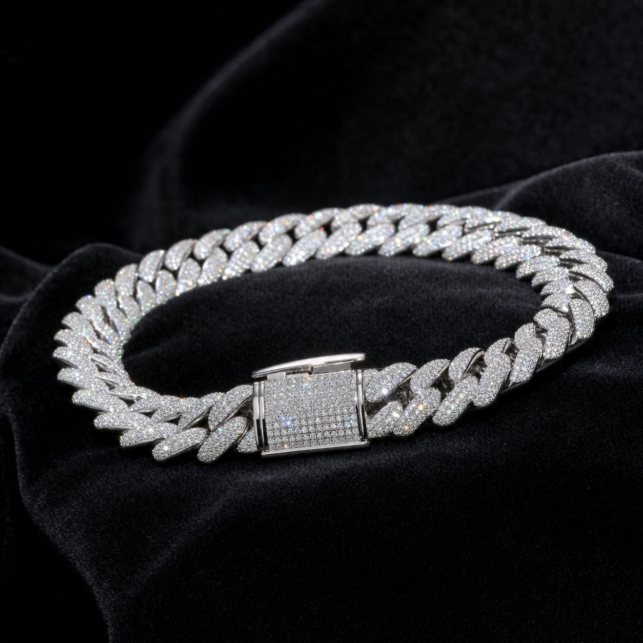VVS1 Moissanite Cuban Bracelet - Silver