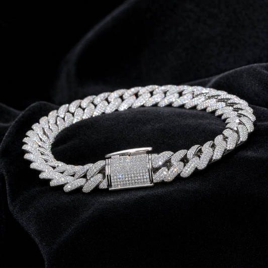 VVS1 Moissanite Cuban Bracelet - Silver