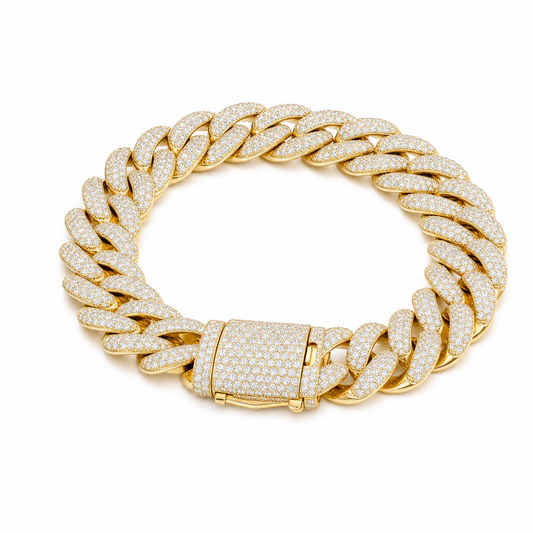 VVS1 Moissanite Cuban Bracelet - Gold