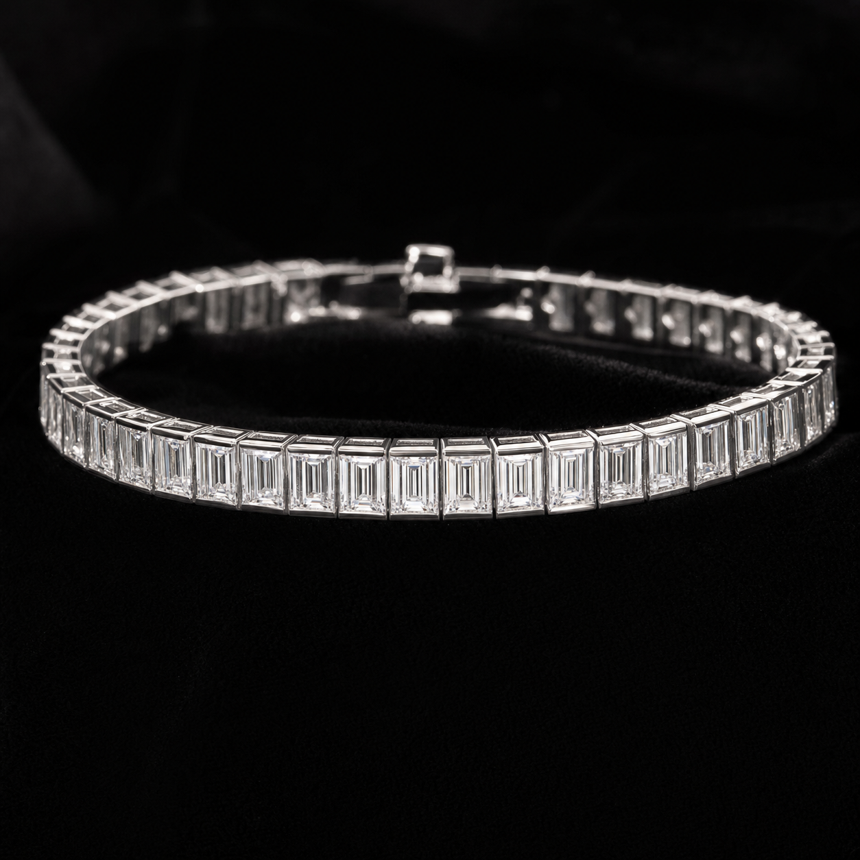 VVS1 Moissanite Baguette Bracelet - Silver