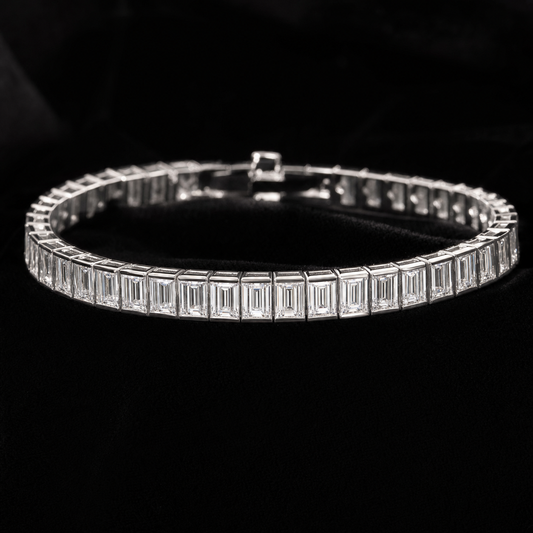 VVS1 Moissanite Baguette Bracelet - Silver