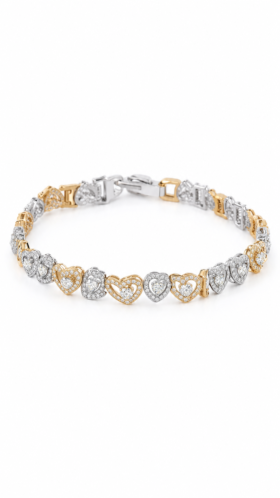 VVS1 Moissanite Two-Tone Heart Bracelet