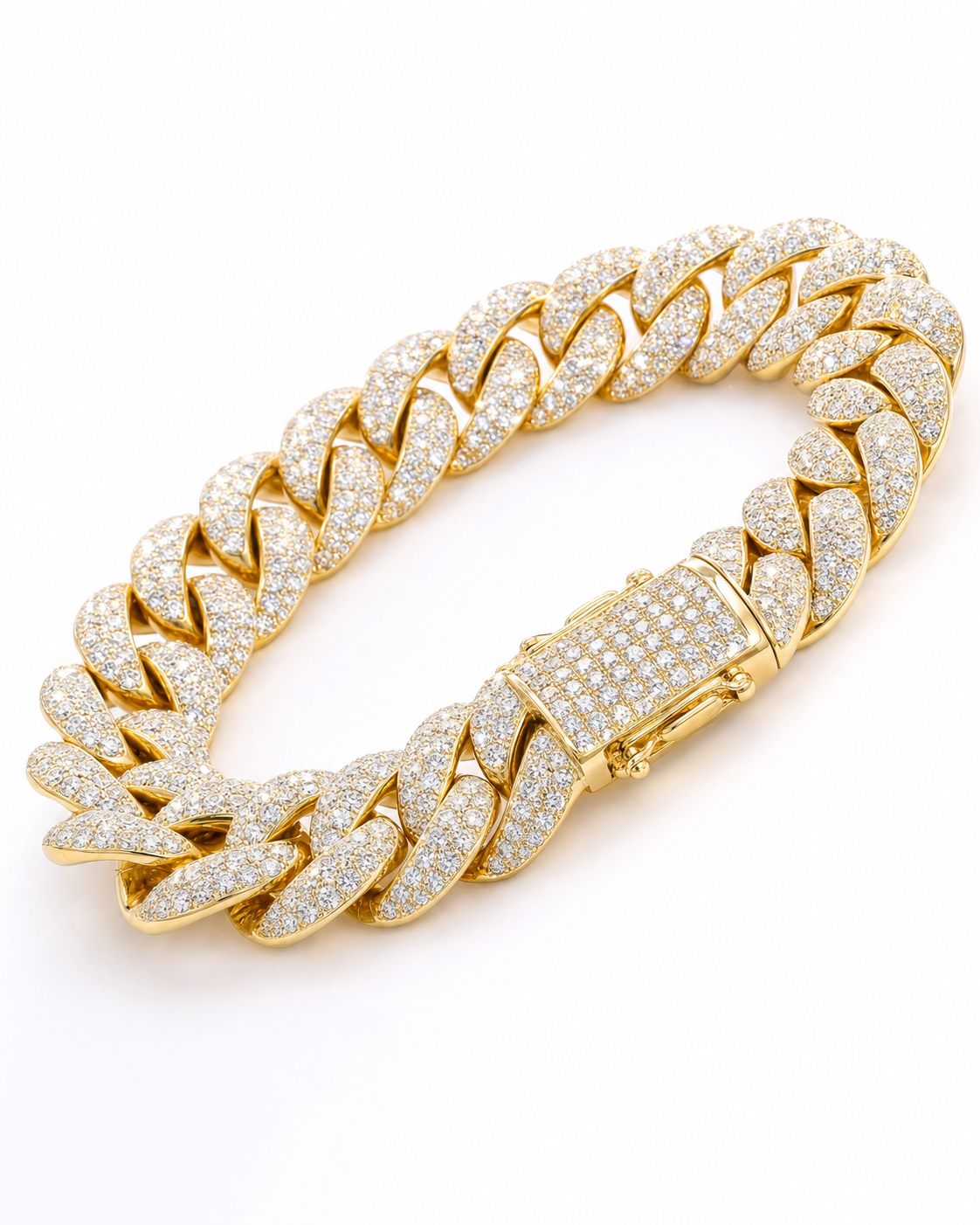 VVS1 Moissanite Prong Cuban Bracelet - Gold