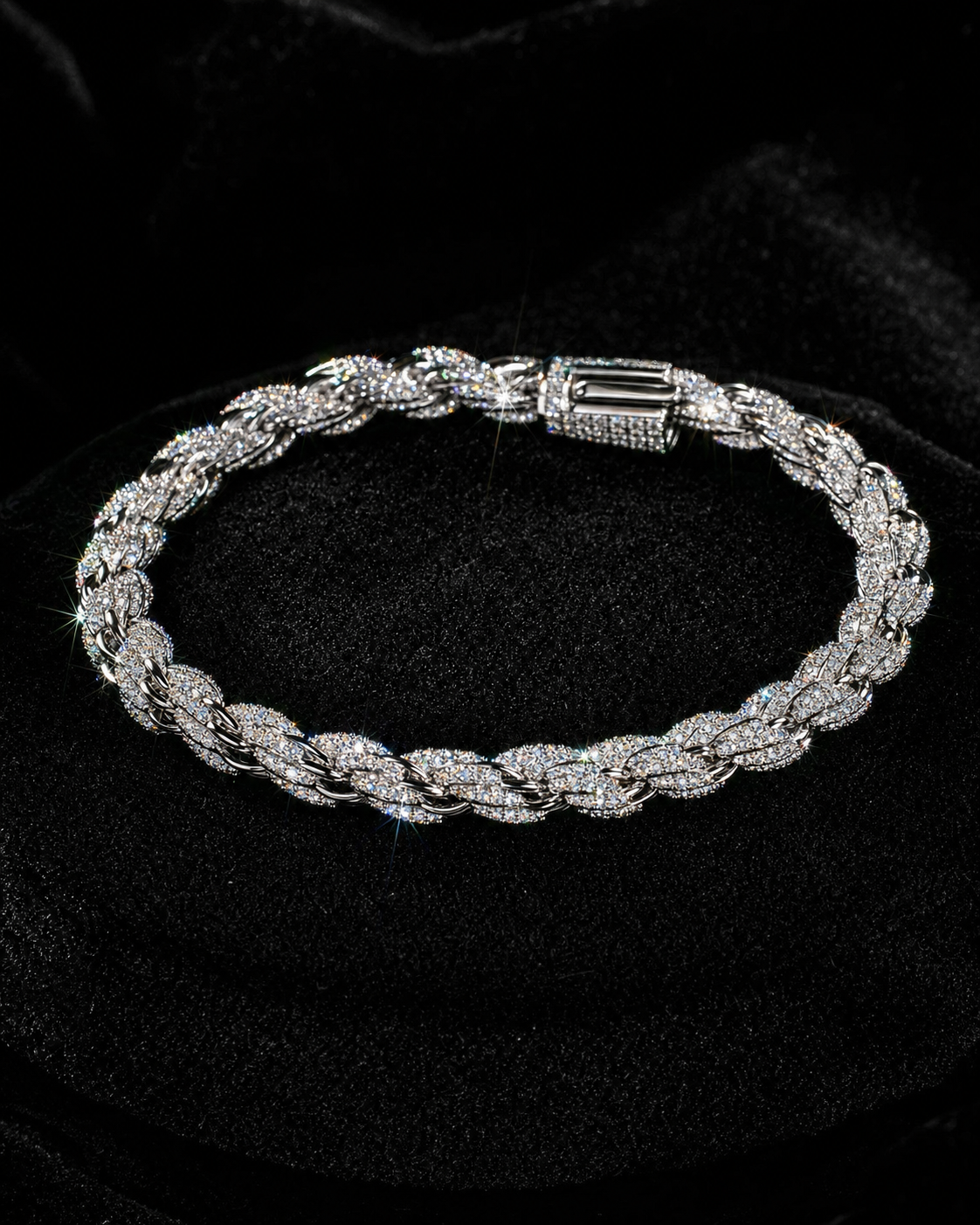 VVS1 Moissanite Rope Bracelet - Silver