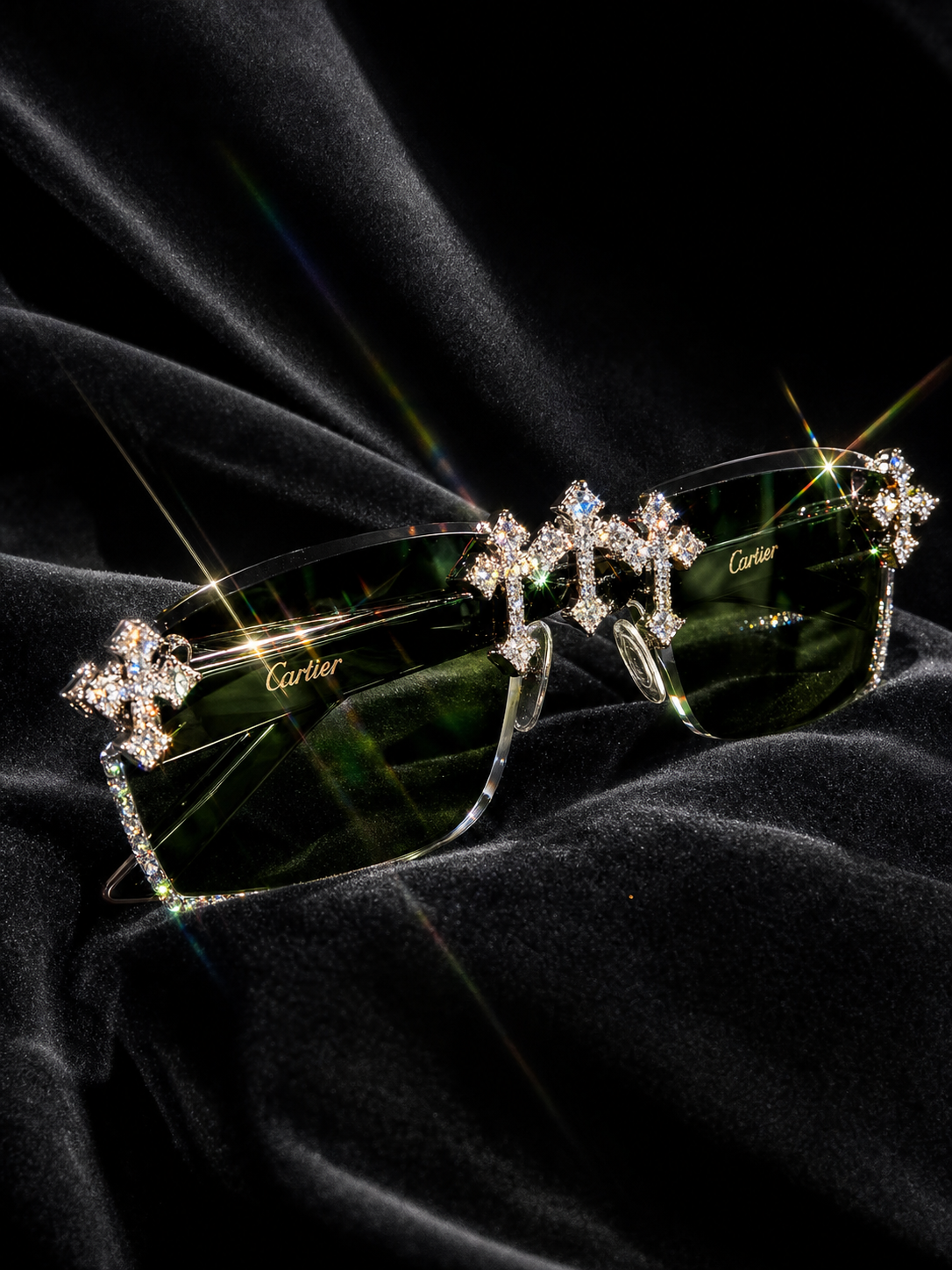 Iced-Out Buffs - Black / Green Lens