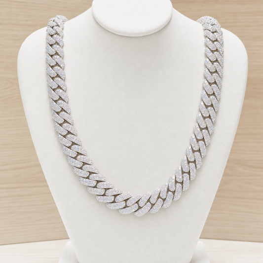 VVS1 Moissanite Cuban Link Chain - Silver