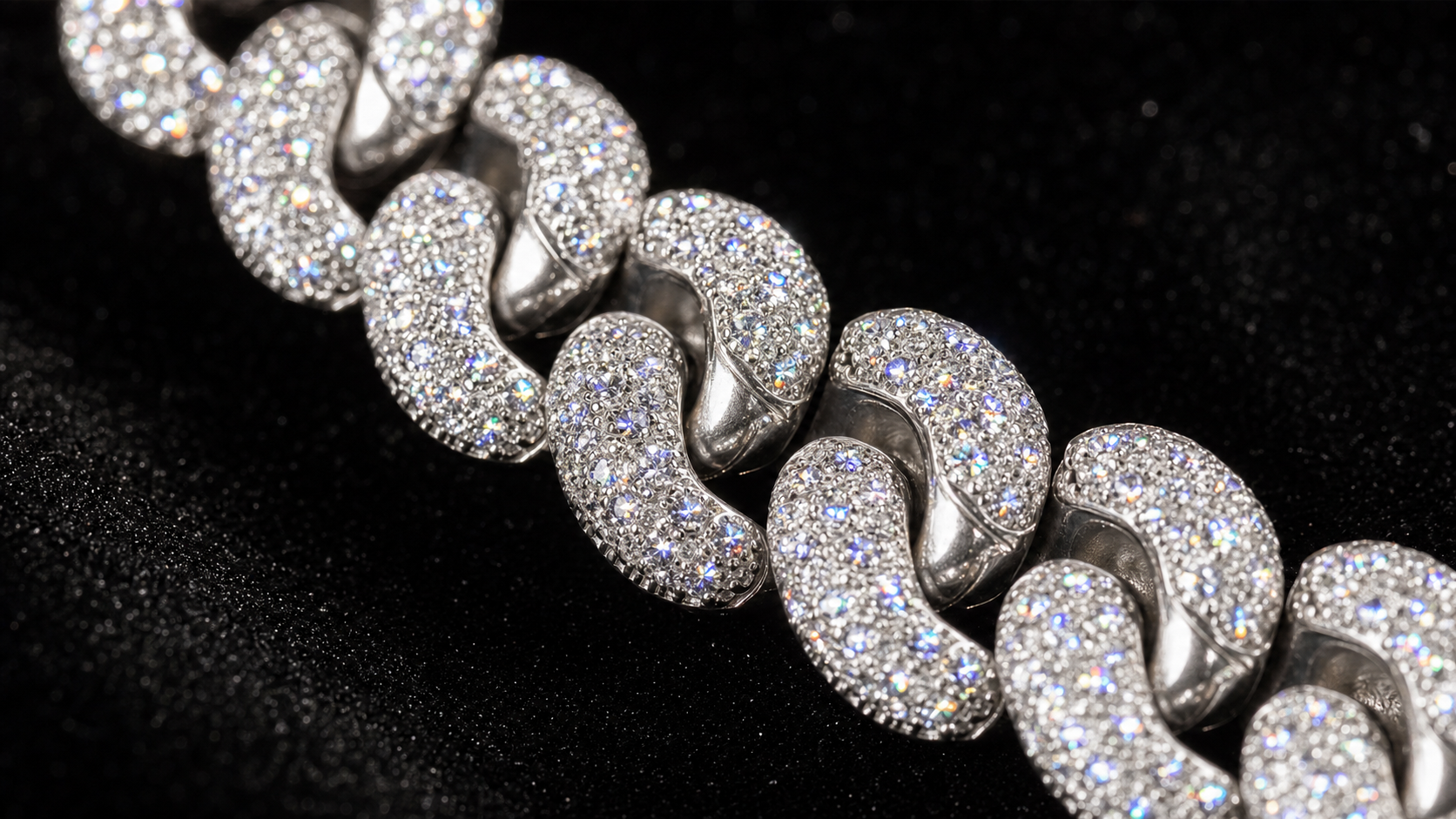 VVS1 Moissanite Prong Cuban Chain - Silver