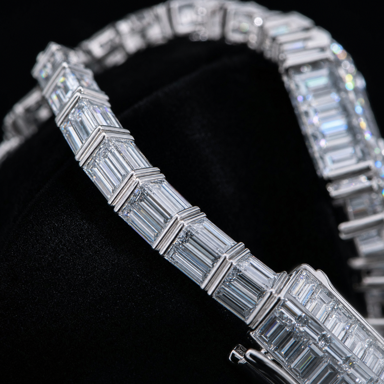 VVS1 Moissanite Baguette Tennis Chain - Silver