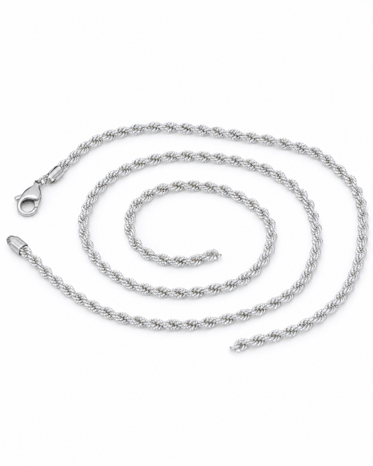 VVS1 Moissanite Rope Chain - Silver