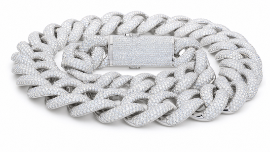 VVS1 Moissanite Cuban Link Chain 18mm - Silver
