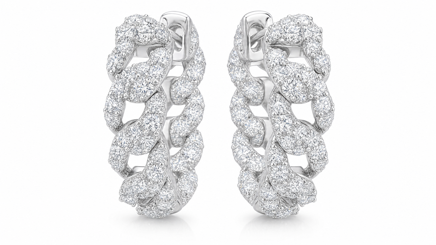 VVS1 Moissanite Hoop Earrings - Silver