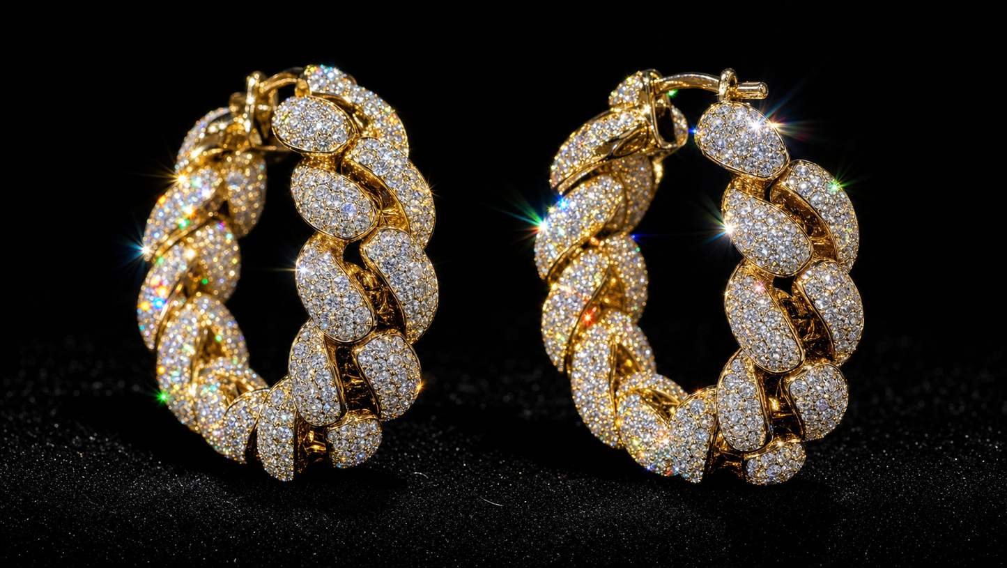 VVS1 Moissanite Hoop Earrings - Gold