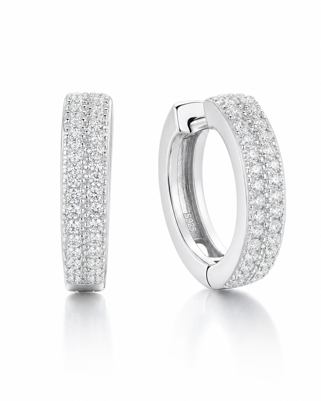 VVS1 Moissanite Huggie Hoops - Silver