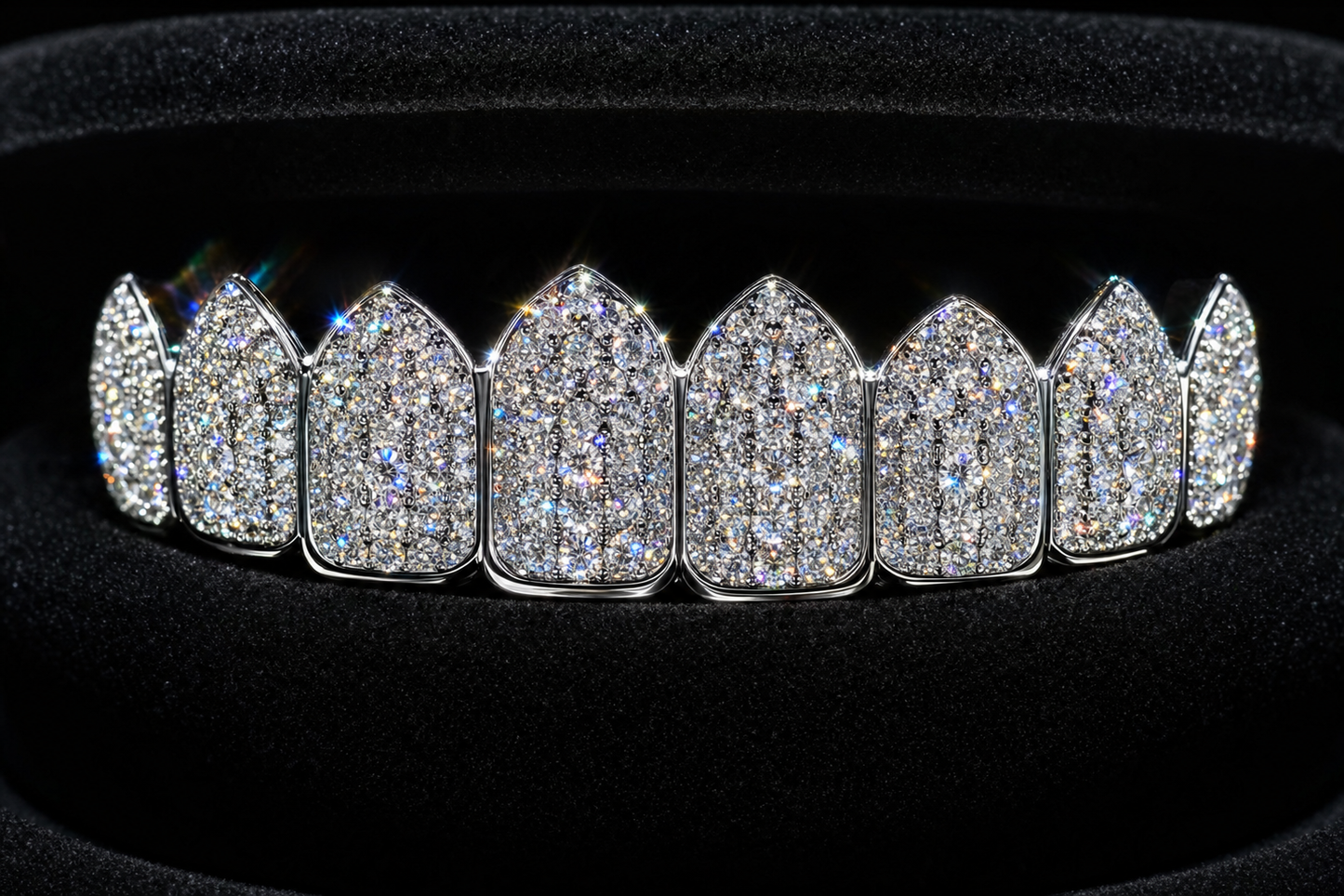 VVS1 Moissanite 8-Tooth Grillz Set - Silver