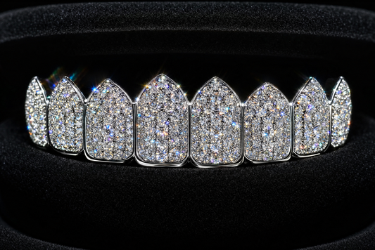 VVS1 Moissanite 8-Tooth Grillz Set - Silver