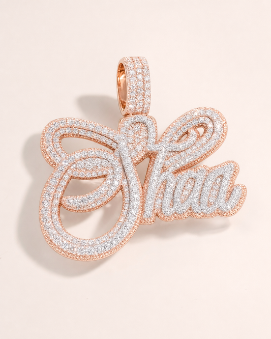 VVS1 Moissanite Custom Name Pendant - Cursive