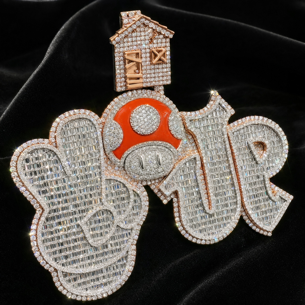 VVS1 Moissanite Custom Letter Pendant - Baguette