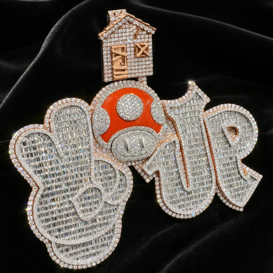VVS1 Moissanite Custom Letter Pendant - Baguette