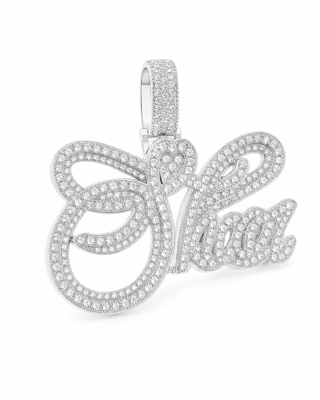 VVS1 Moissanite Heart Pendant - Silver