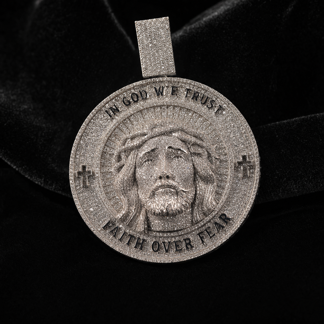 VVS1 Moissanite Jesus Piece Pendant - Silver