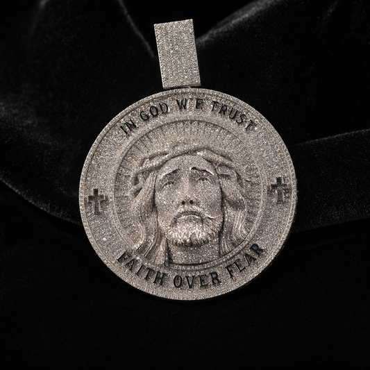 VVS1 Moissanite Jesus Piece Pendant - Silver