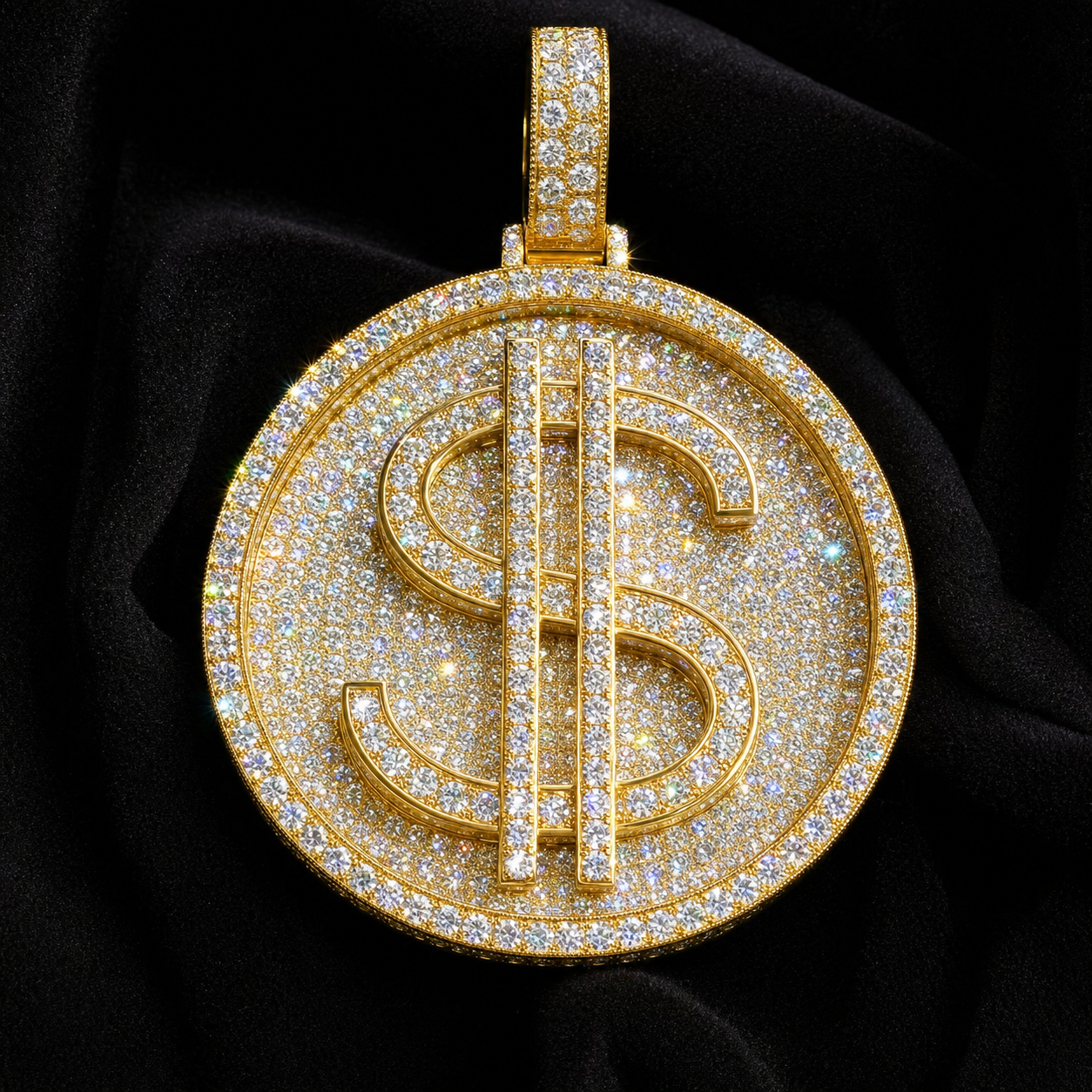 VVS1 Moissanite Dollar Sign Pendant - Gold