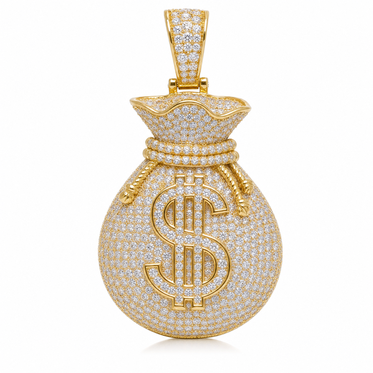 VVS1 Moissanite Money Bag Pendant - Gold