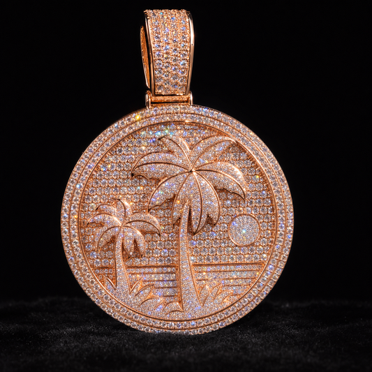 VVS1 Moissanite Palm Tree Medallion - Rose Gold