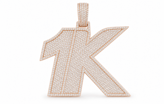 VVS1 Moissanite Custom Block Letters Pendant - Rose Gold