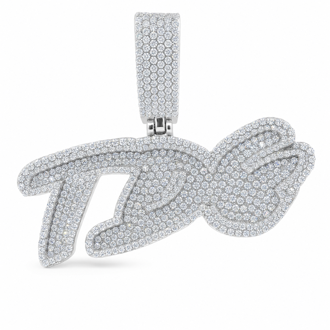 VVS1 Moissanite XO Letter Pendant - Silver