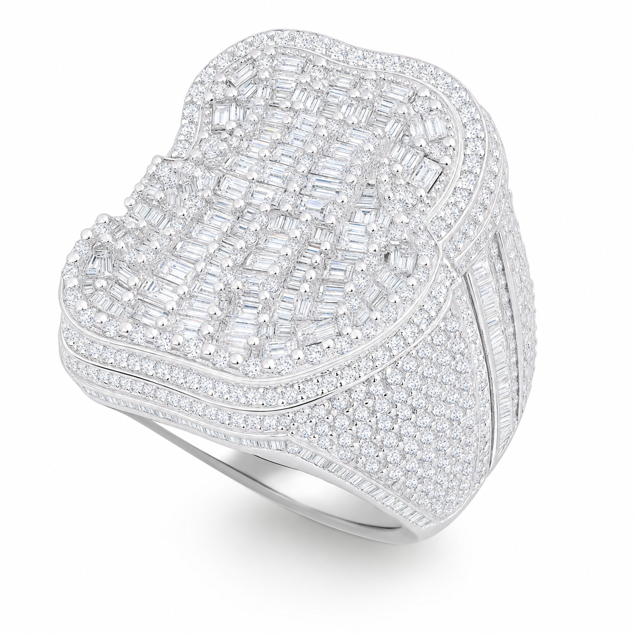 VVS1 Moissanite Iced Statement Ring - Silver
