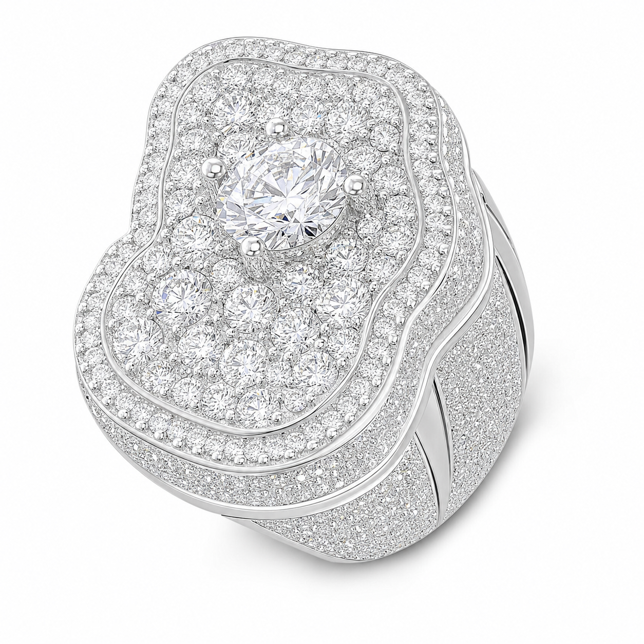 VVS1 Moissanite Cluster Ring - Silver