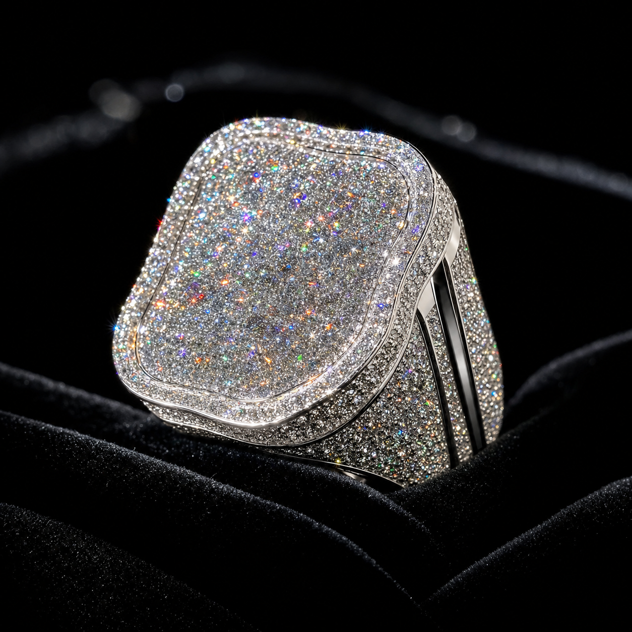 VVS1 Moissanite Signet Ring - Silver