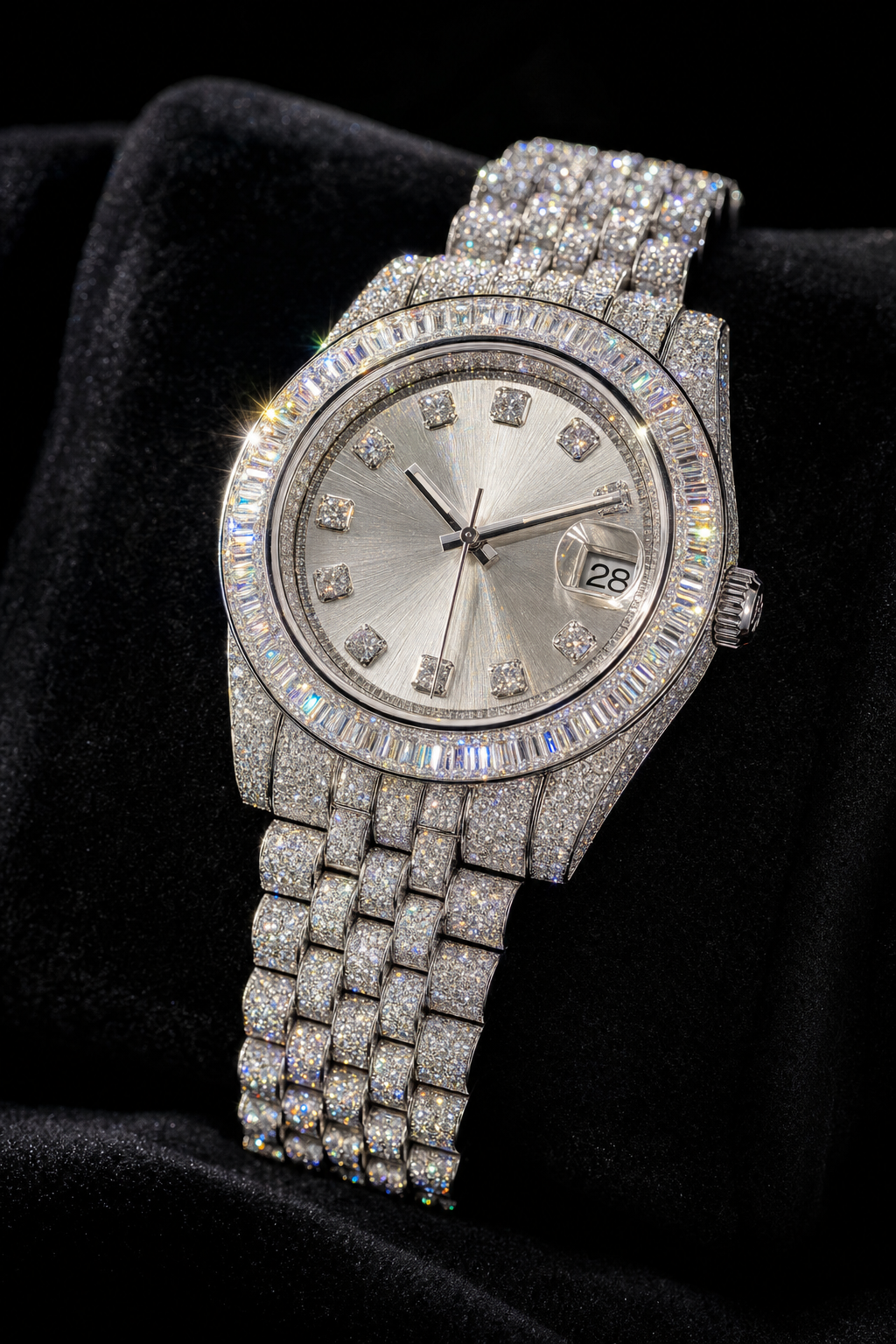 Super Clone Moissanite Rolex Datejust - Silver