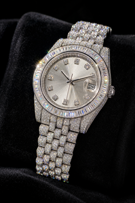 Super Clone Moissanite Rolex Datejust - Silver