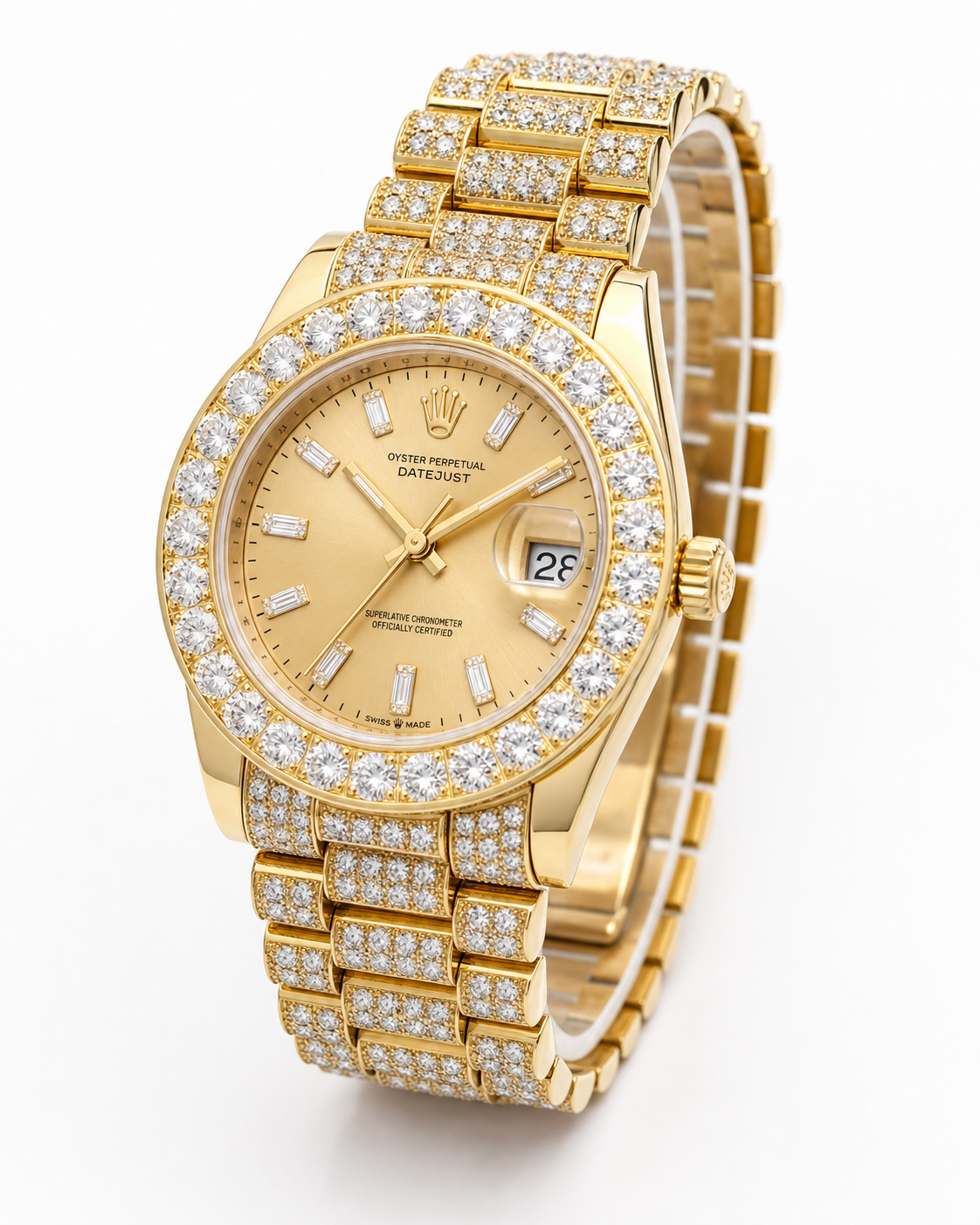 Super Clone Moissanite Rolex Datejust - Gold