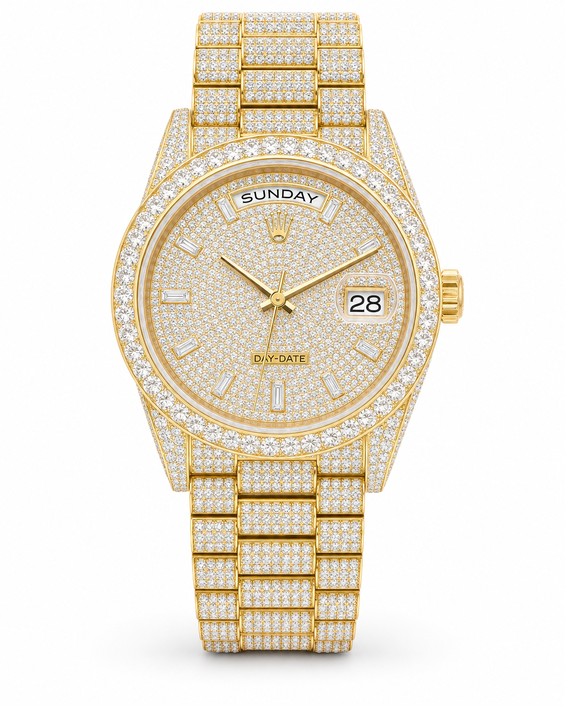 Super Clone Moissanite Rolex Day-Date - Gold