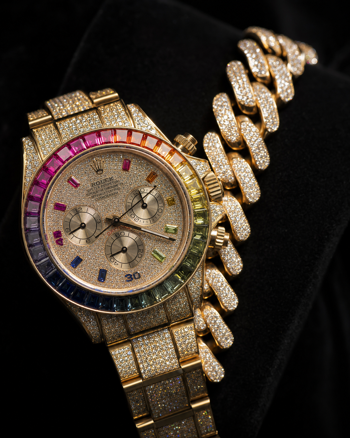 Super Clone Moissanite Rolex Daytona - Rainbow