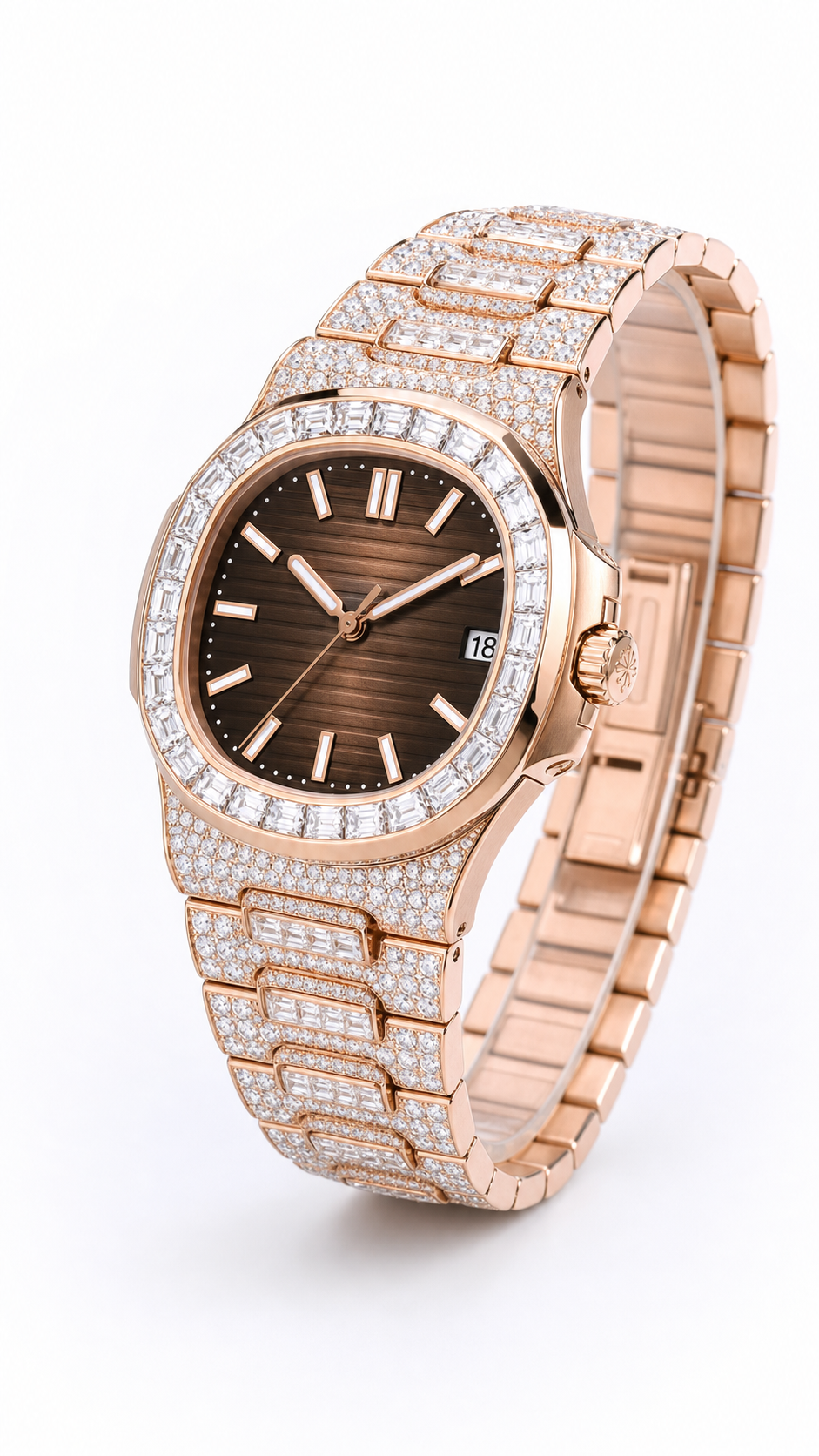 Super Clone Moissanite Patek Nautilus - Rose Gold