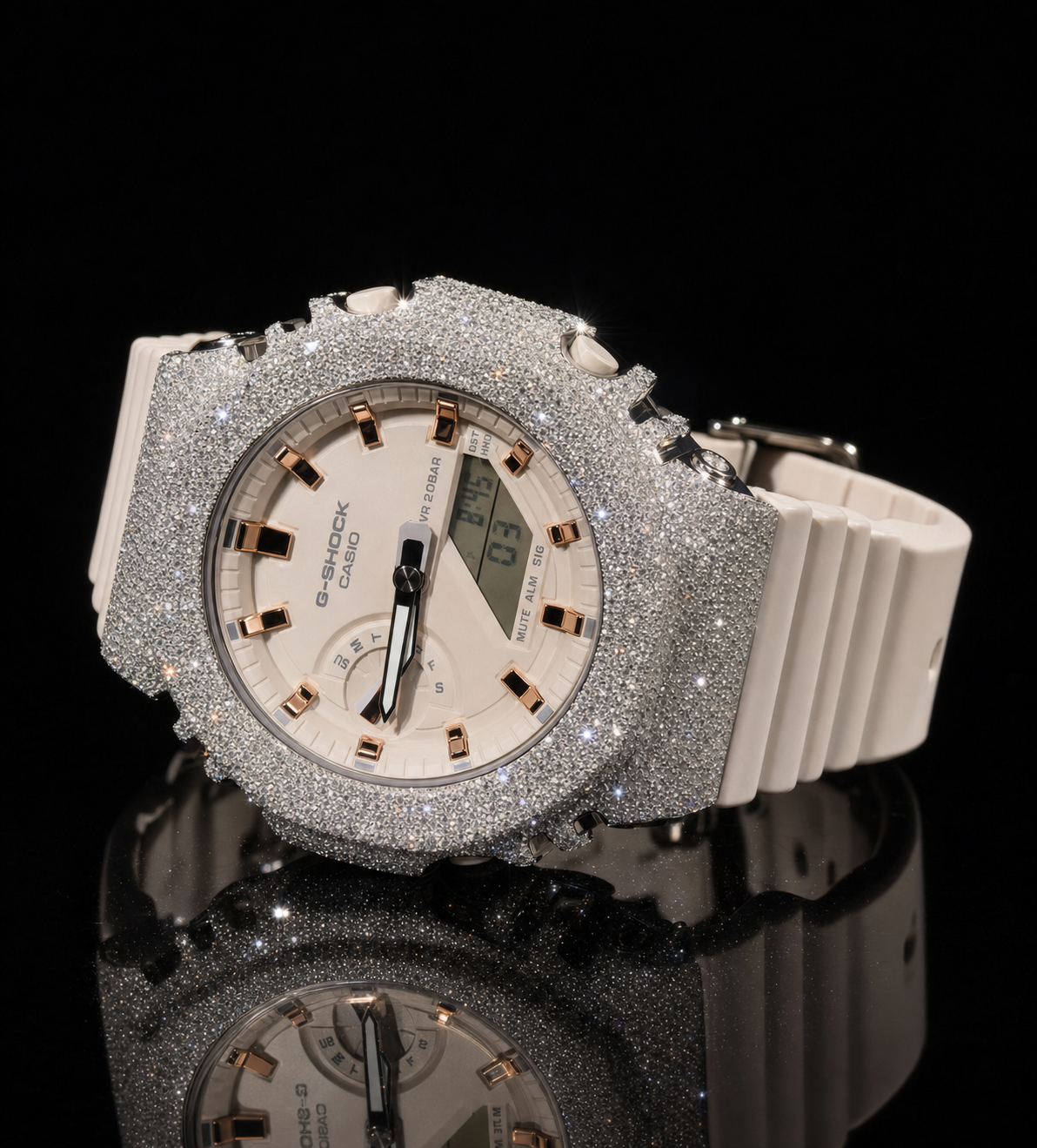 VVS1 Moissanite Iced G-Shock Watch - White
