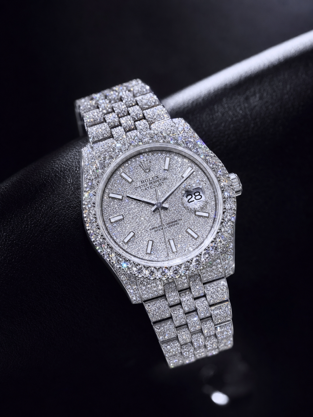 VVS1 Moissanite Iced Datejust-Style Watch - Silver