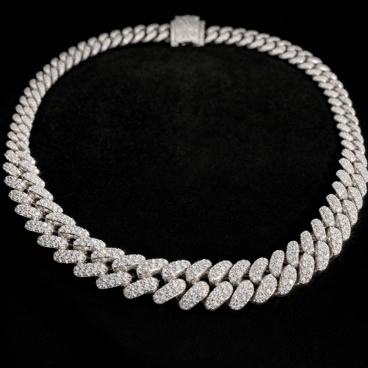 14mm Prong-Set Cuban Link Chain – Front View