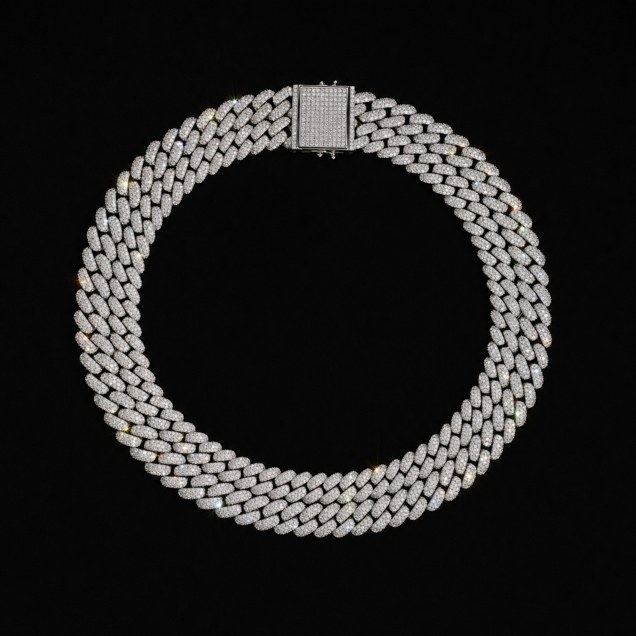 2-Row Double Cuban Link Chain – Front View