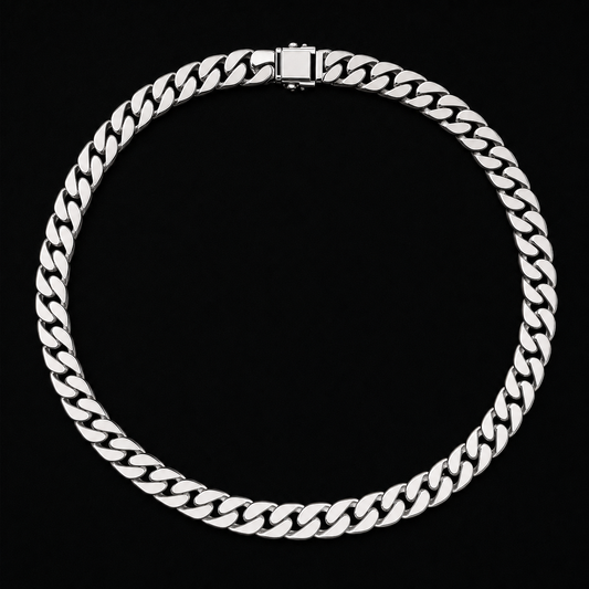 White Gold Signature Cuban Chain – Front View