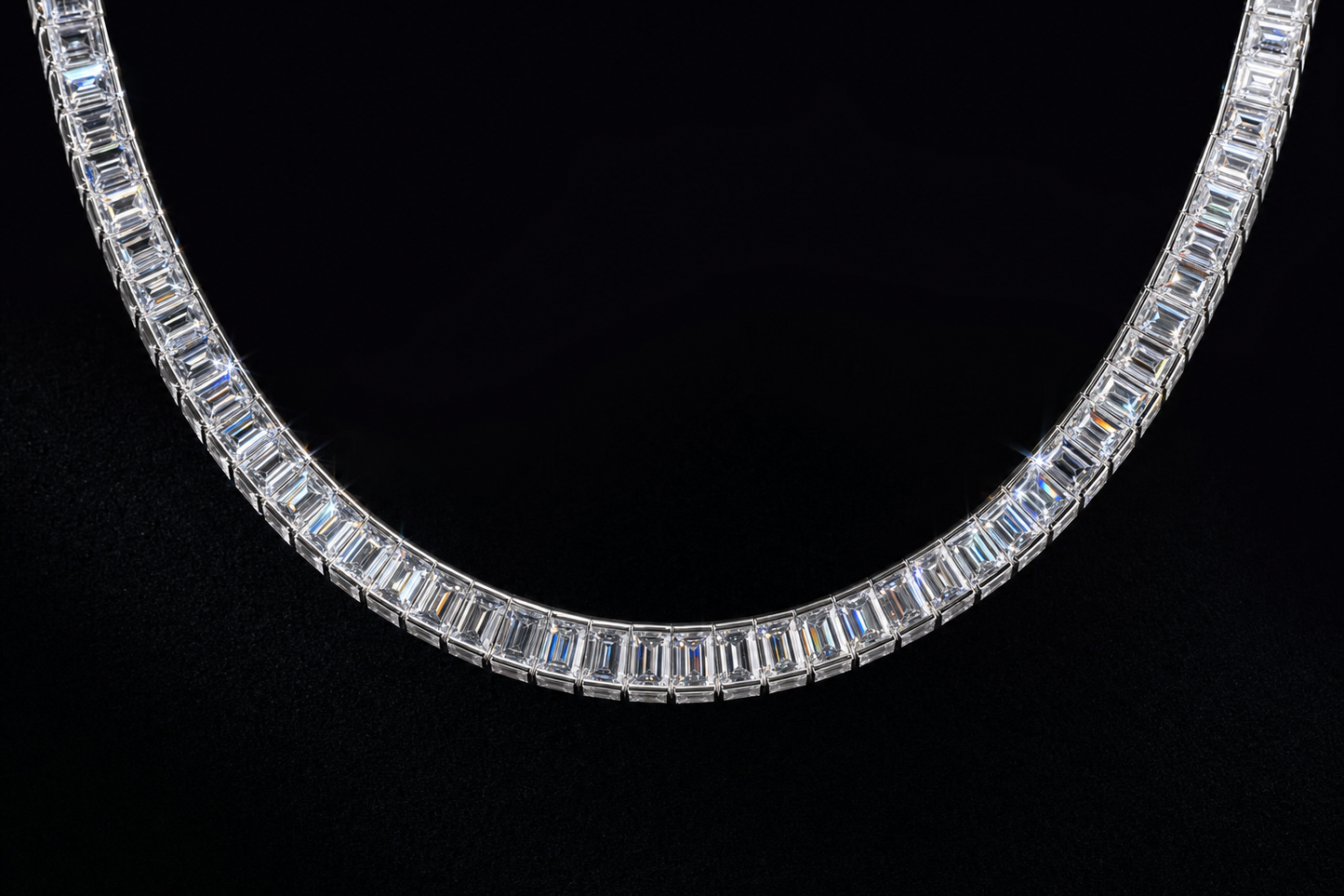 VVS Lab Moissanite Baguette Chain – Front View