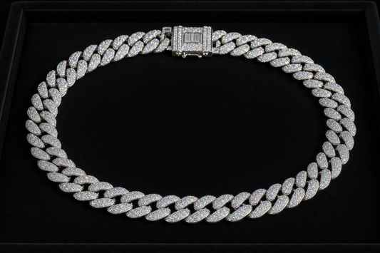 VVS Lab Moissanite Cuban Chain 14mm – Front View