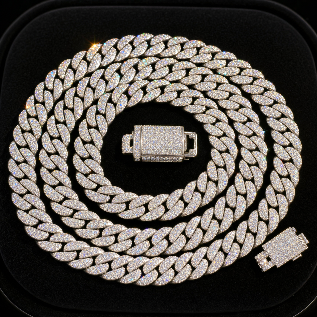 VVS Lab Moissanite Cuban Chain 8mm – Front View