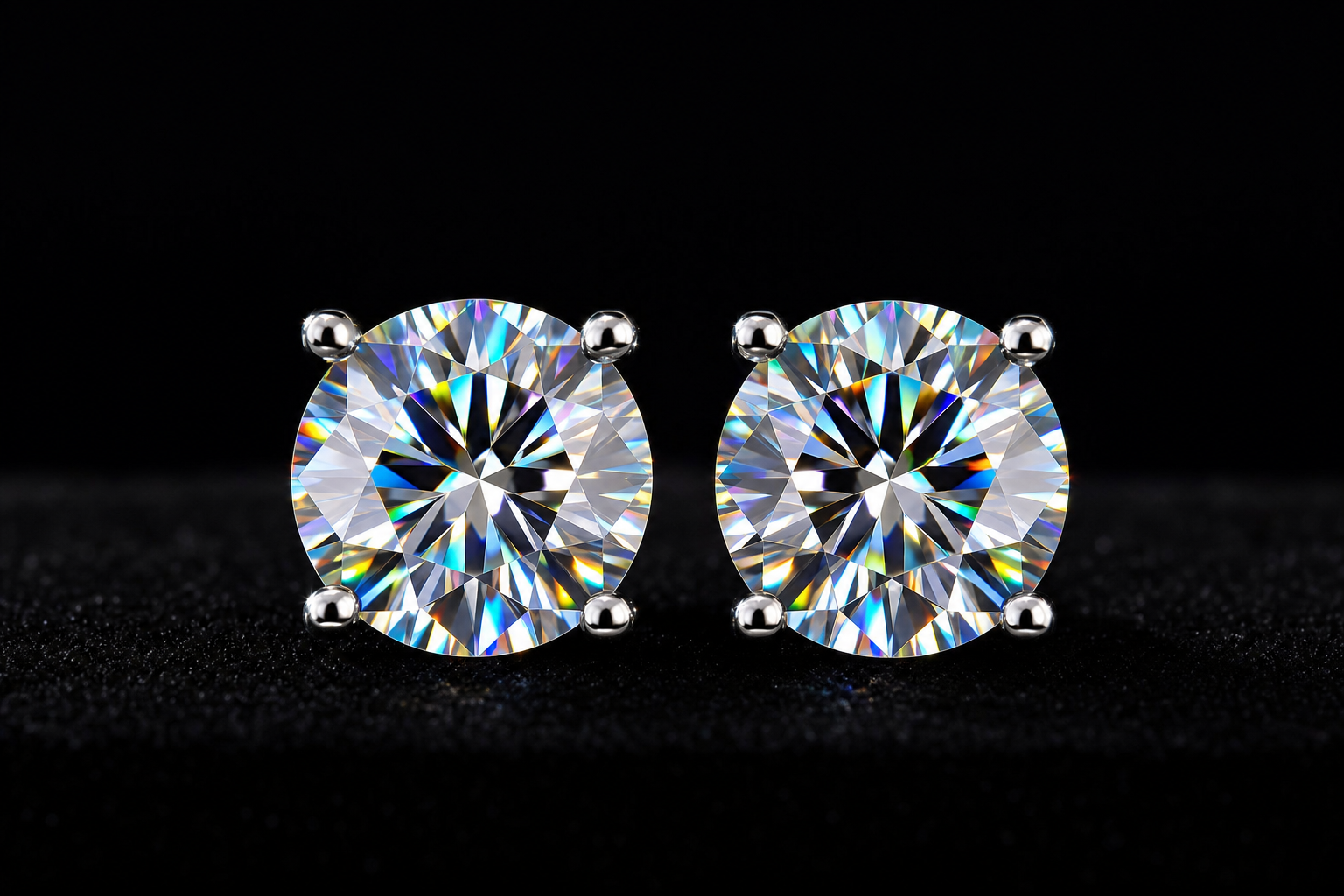 VVS Lab Moissanite Stud Earrings – Front View